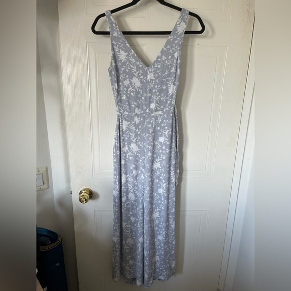 ARITZIA Wilfred Écoulement V Jumpsuit Cutout blue & white floral Womens size 00 - Picture 13 of 16